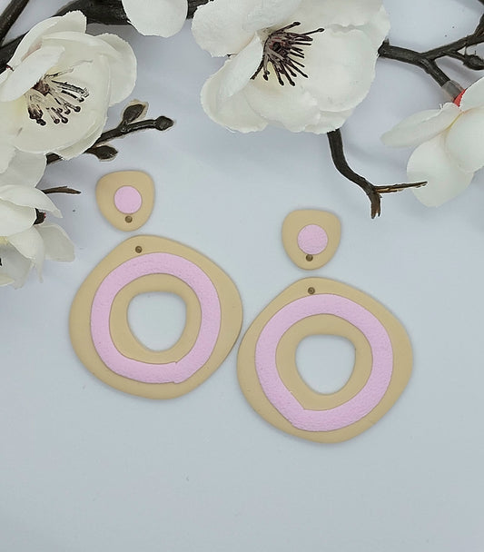Beige Organic Donut Earrings