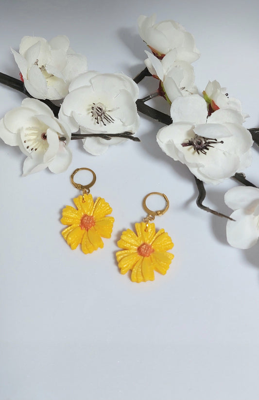 Yellow Flower Dangle Earrings