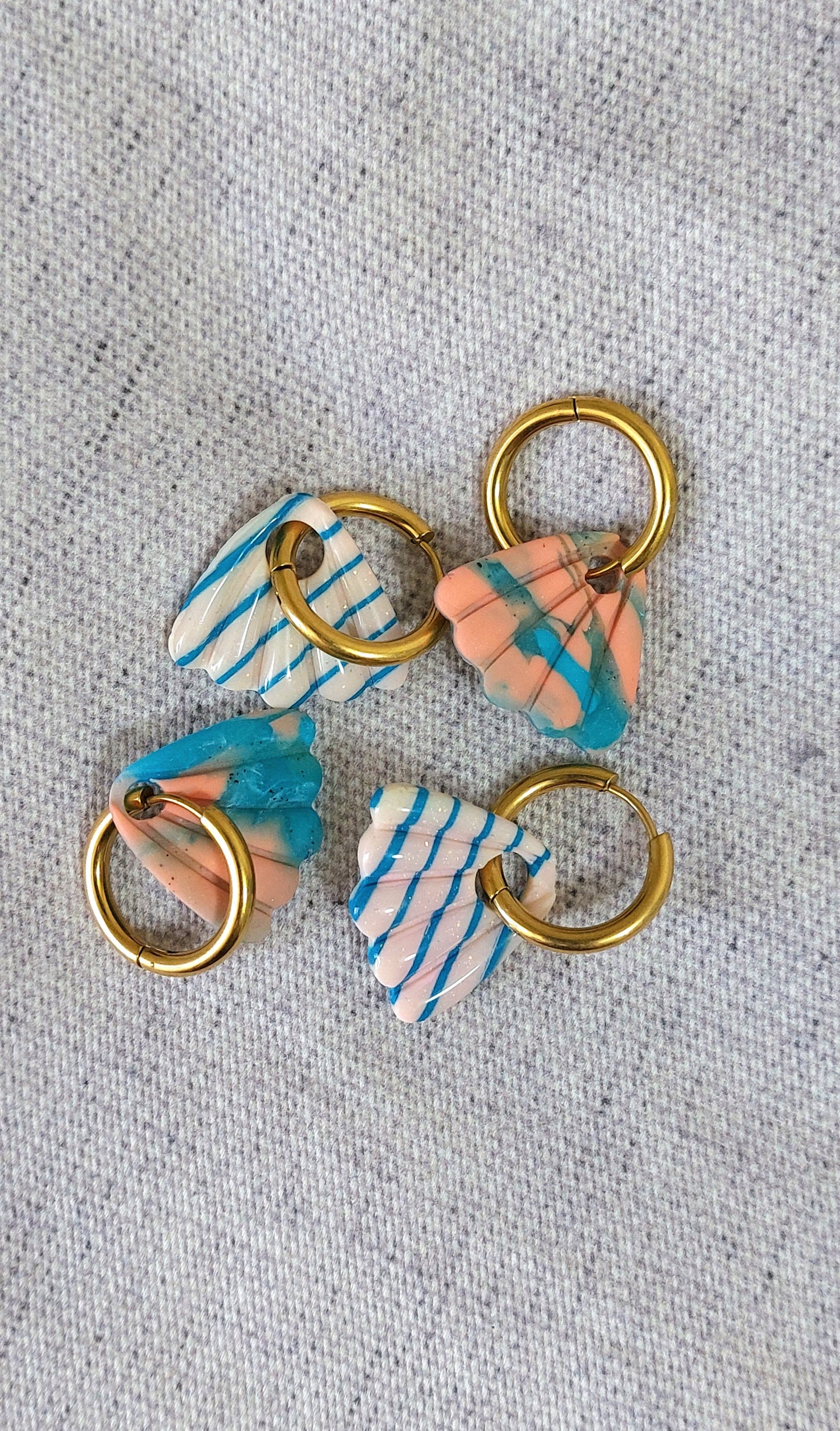 Striped Seashell Hoops Earrings