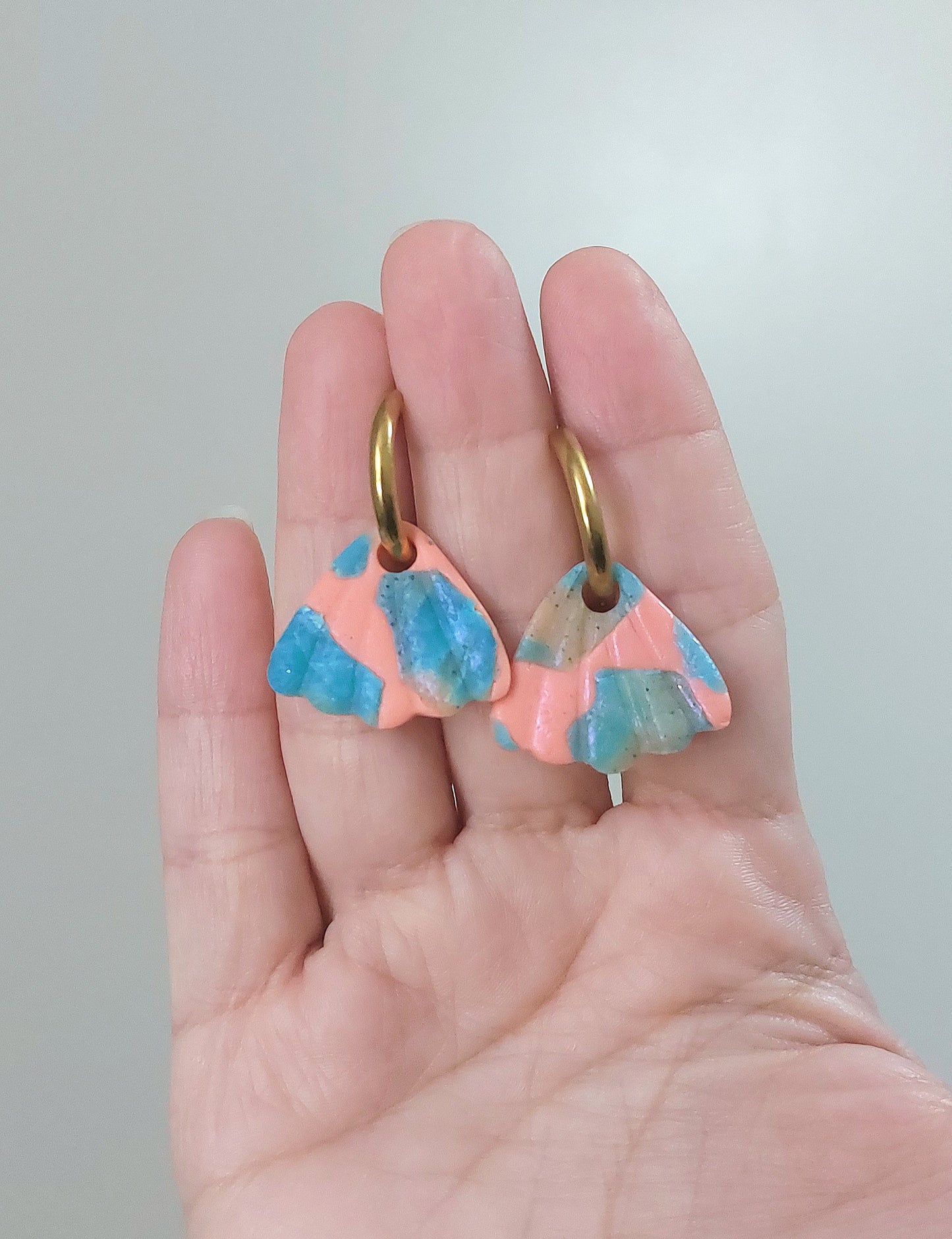 Coral Seashell Hoops Earrings Style 1